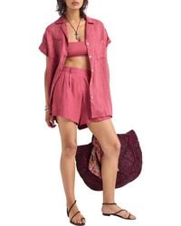 Vitamin A - Playa Pocket Linen Cover-Up Button-Up Shirt - Lyst