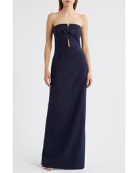 Likely - Fallon Satin Bow Cutout Strapless Sheath Gown - Lyst