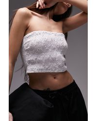 TOPSHOP - Eyelet Embroidered Smocked Tube Top - Lyst