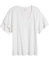 Caslon - Caslon(r) Cotton & Linen V-neck T-shirt - Lyst