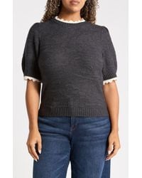 Wit & Wisdom - Scallop Trim Puff Sleeve Sweater - Lyst