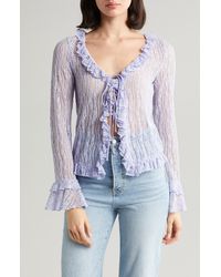 Astr - Lace Front Tie Bed Jacket - Lyst