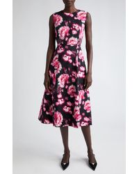 Adam Lippes - Eloise Floral Stretch Twill Fit & Flare Dress - Lyst