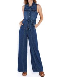 Wash Lab Denim - Camp Tie Belt Denim Jumpsuit - Lyst