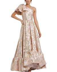 Mac Duggal - Floral Brocade One Shoulder High Low Gown With Bow - Lyst