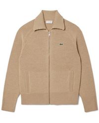 Lacoste - Wool Zip Cardigan - Lyst