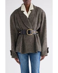 Chloé - Wool Blend Herringbone Peplum Jacket - Lyst