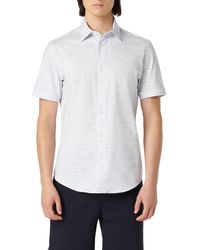 Bugatchi - Miles Ooohcotton Space Dye Print Short Sleeve Button-up Shirt - Lyst