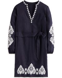 Boden - Cleo Embroidered Long Sleeve Linen Dress - Lyst