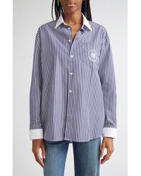 Sporty & Rich - Bristol 100Th Crest Stripe Button-Up Shirt - Lyst