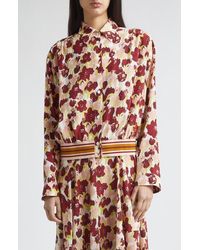 Marni - Secret Bouquet Print Silk Crêpe De Chine Shirt Jacket - Lyst