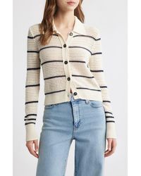 FRAME - The Shrunken Stripe Cotton Blend Cardigan - Lyst