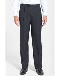 Berle - Self Sizer Waist Pleated Lightweight Plain Weave Classic Fit Trousers - Lyst