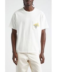 Bode - Embroidered Bouquet Cotton Pocket T-shirt - Lyst