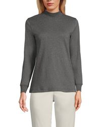 Lands' End - Relaxed Cotton Long Sleeve Mock Turtleneck - Lyst