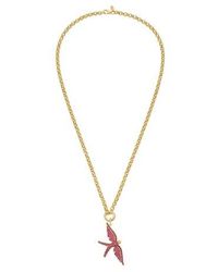 Lionheart - 14K Wings Of Love Ruby Swallow Charm Rolo Necklace - Lyst