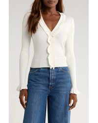 PAIGE - Demetra Ruffle Rib Cardigan - Lyst