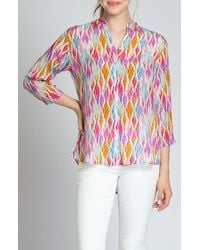 Apny - Print Mandarin Collar Chiffon Button-Up Top - Lyst
