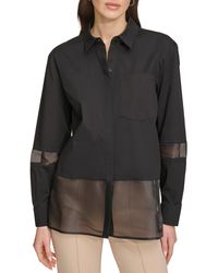 DKNY - Mixed Media Button-up Shirt - Lyst