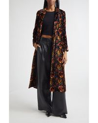 R13 - Drapey Floral Double Breasted Velvet Duster Coat - Lyst