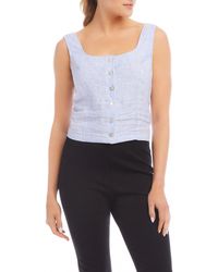 Fifteen Twenty - Tina Lace-up Back Linen Top At Nordstrom - Lyst