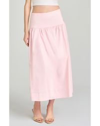 Wayf - Mia Stretch Cotton Midi Skirt - Lyst