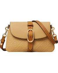 Tory Burch - Small T Monogram Soft Pebble Leather Shoulder Bag - Lyst