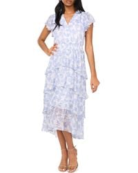 Halogen® - Metallic Floral Flutter Sleeve Maxi Dress - Lyst
