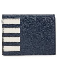 Thom Browne - 4-Bar Grained Leather Bifold Card Case - Lyst