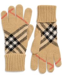 Burberry - Large Core Check Cashmere Blend Gloves - Lyst