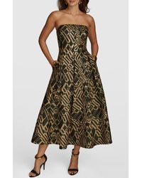 Donna Karan - Strapless Jacquard Fit & Flare Dress - Lyst