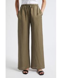 Leset - Daniel Wide Leg Linen Blend Drawstring Pants - Lyst