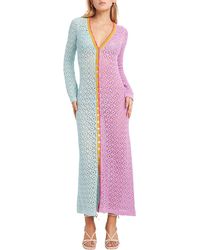 CAPITTANA - Alexandra Long Sleeve Colorblock Cover-up Maxi Sweater Dress - Lyst