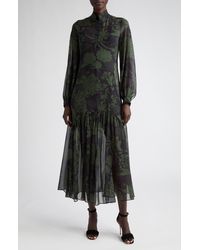 Akris - Abraham Print Long Sleeve Silk Georgette Gown - Lyst