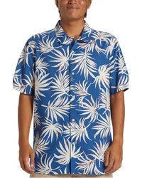 Quiksilver - Beach Club Leaf Print Short Sleeve Organic Cotton Blend Button-up Shirt - Lyst