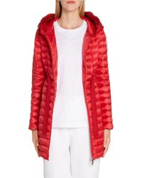 Moncler Barbel Quilted Down Coat With Genuine Mink Fur Trim - Red