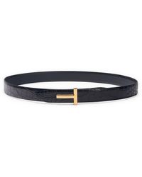 Tom Ford - T Icon Reversible Croc Embossed Patent Leather Belt - Lyst