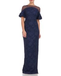 JS Collections - Janessa Floral Mesh Column Gown - Lyst