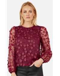 Yumi' - Long Sleeve Sheer Floral Top - Lyst