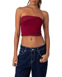 Edikted - Lace Patchwork Crop Tube Top - Lyst