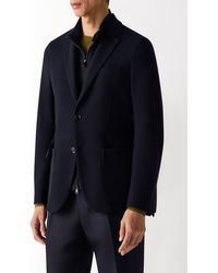 ZEGNA - High Performance Wool & Cotton Jersey Sport Coat With Removable Leather Bib - Lyst