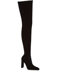 Saint Laurent - Auteuil Over The Knee Stretch Velvet Boot - Lyst