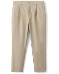 Mango - Pleated Straight Fit Cotton Blend Pants - Lyst