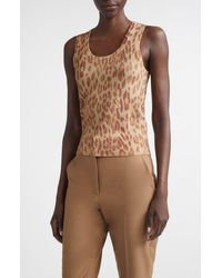St. John - Fine Gauge Leopard Print Wool Blend Sweater Vest - Lyst