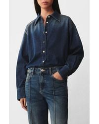 Mango - Oversize Denim Button-Up Shirt - Lyst