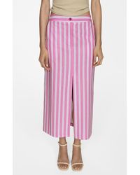 Mango - Capri Mixed Stripe Ramie & Cotton Skirt - Lyst