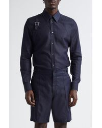 McQueen - T-Bar Harness Denim Button-Up Shirt - Lyst