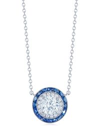 Kwiat - Diamond & Sapphire Halo Pendant Necklace - Lyst