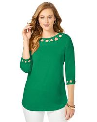 Jessica London - Stretch Cotton Lattice Boatneck Tunic - Lyst