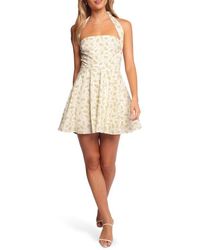 Petal & Pup - Thornton Floral Cotton Fit & Flare Halter Minidress - Lyst